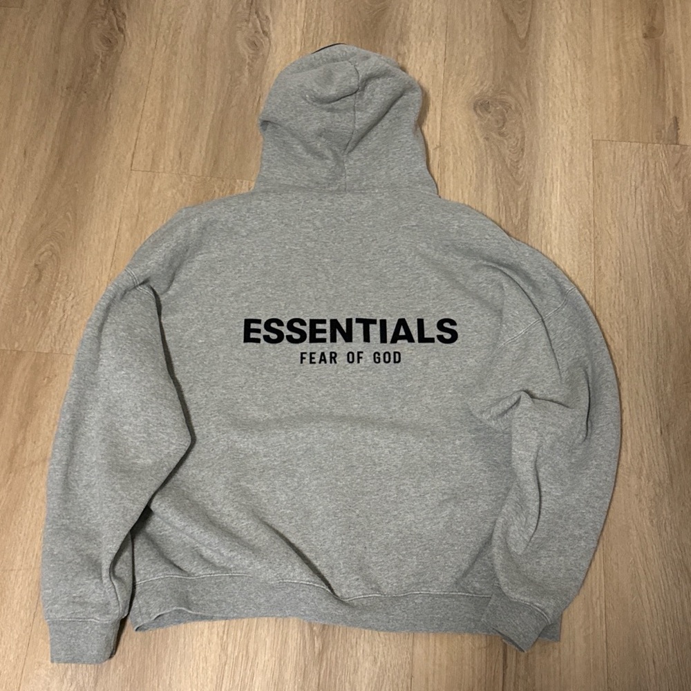 Essentials Heather Gray Men's Hoodie - Picture 3 of 3